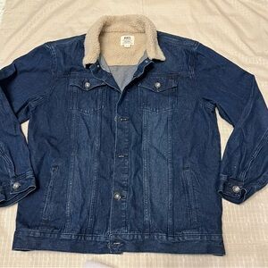 K. Axel Second To None Blue Jean Jacket Denim Accent Neck Fleece Size 2XL Blue